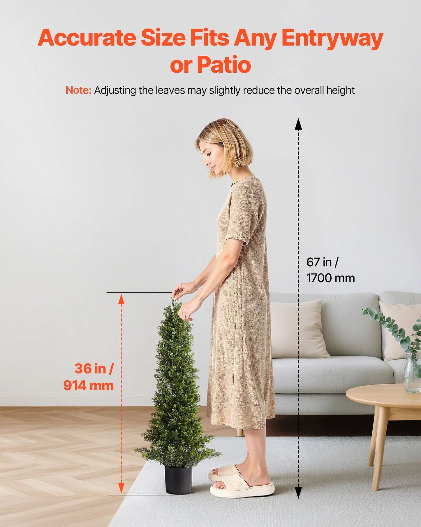 2 Set Artificial Cedar Topiary Tree Evergreen Fake Pine Cypress Trees Plant Artificial Greenery Set for Home Decor Outdoor