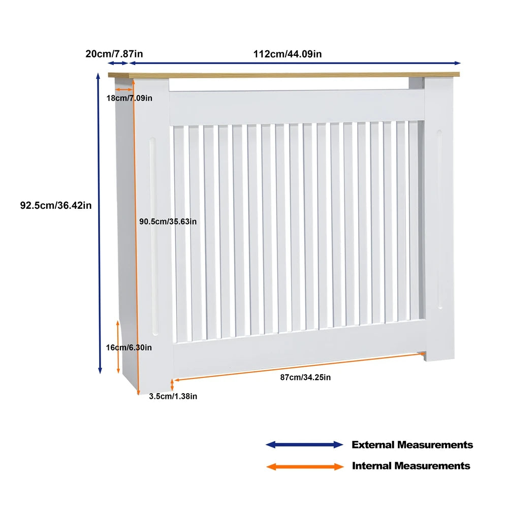 Modern Vertical White Radiator Cover MDF Wall Cabinet Shelf for Home Decoration