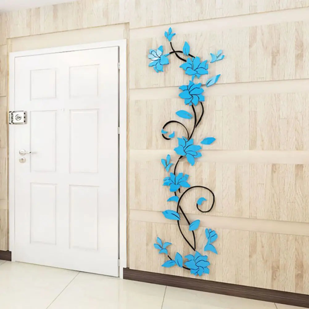 3D Wall Stickers DIY Removable Art Vinyl Vase Flower Tree Decal Mural Home Bedroom & Living Room & Bathroom Decoration