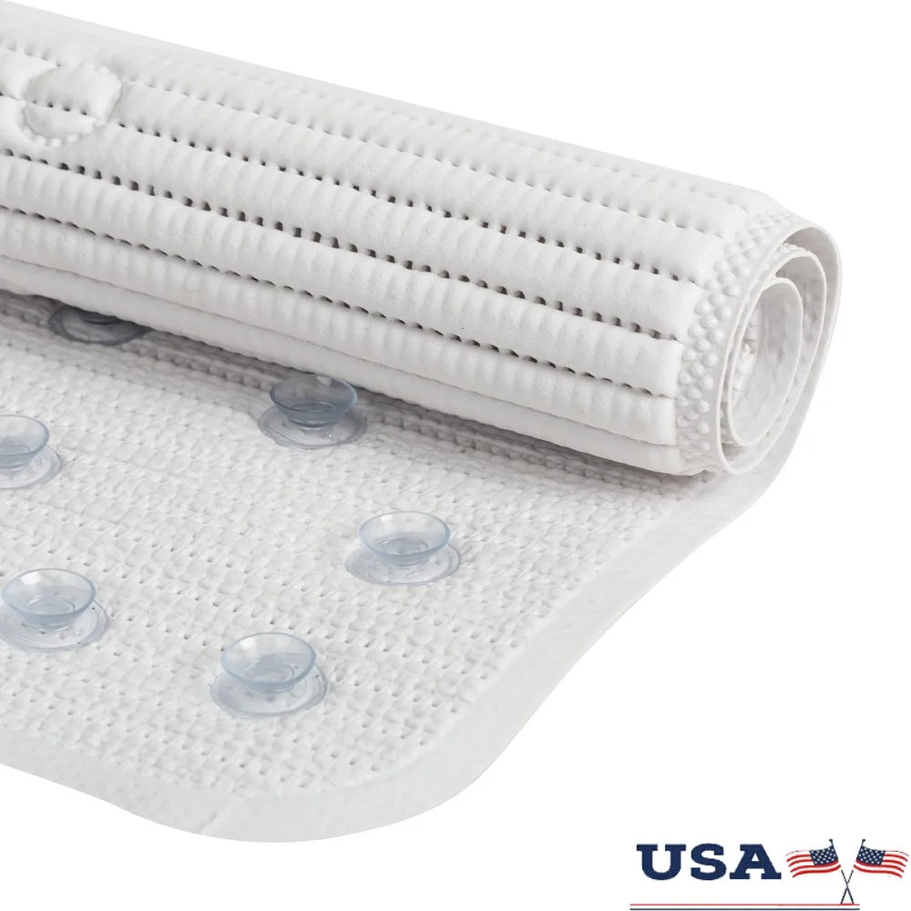 Cushioned Shower Bathtub Mat with Suction Cups Antimicrobial Foam Non-Slip Machine Washable Easy Care Comfort and Safety