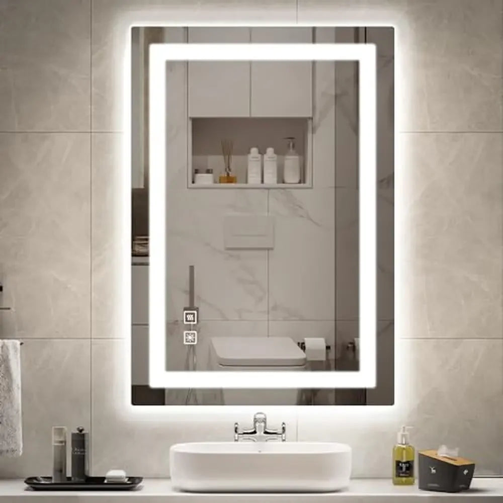 Backlit Front Lighted Bathroom Vanity Mirror 24x36 Inch LED 3 Colors Adjustable Brightness Defogger Touch Sensor Horizontal