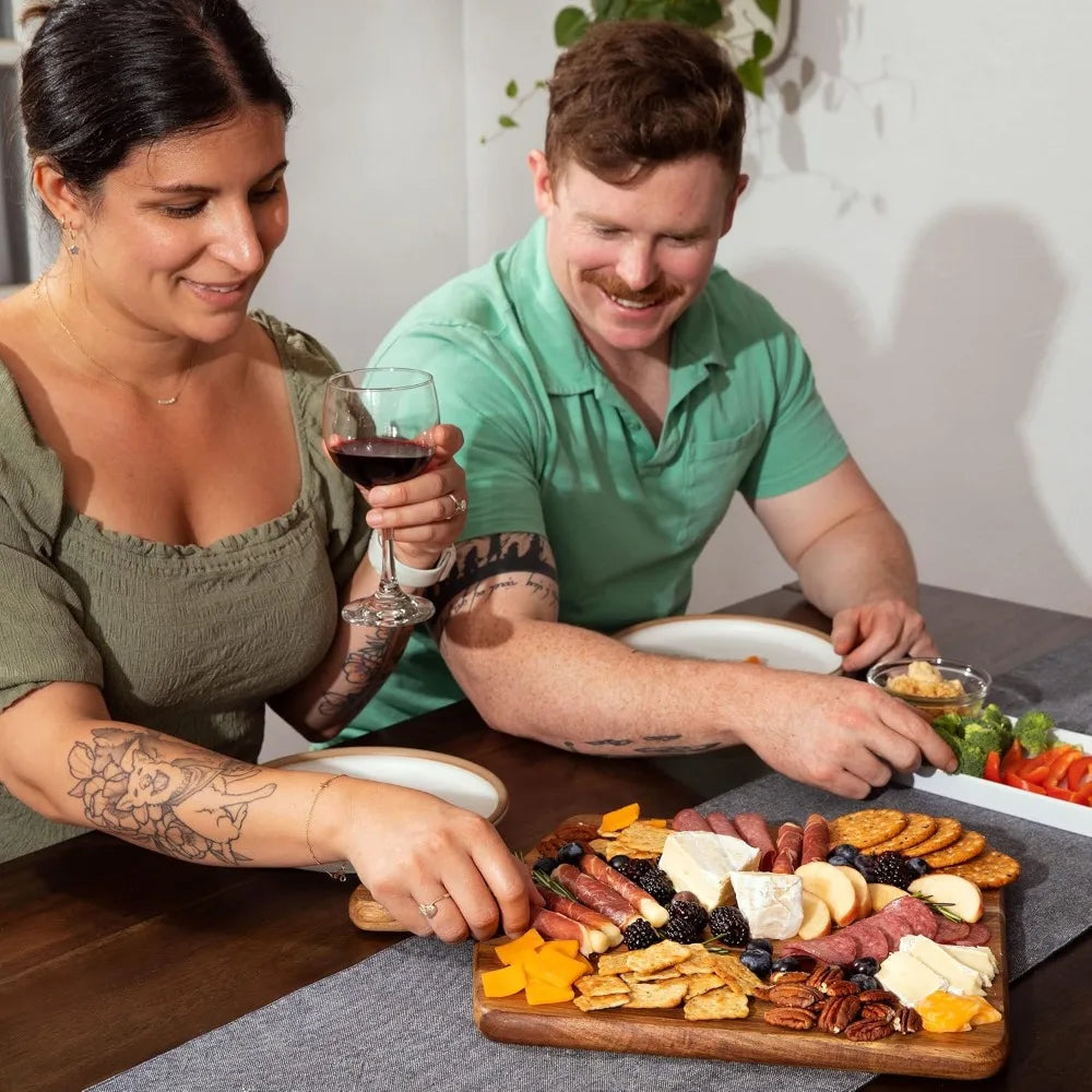 Cutting Board and Chopping Board with Handle for Meat, Cheese Board, Vegetables, Bread, and Charcuterie - Decorative Wooden