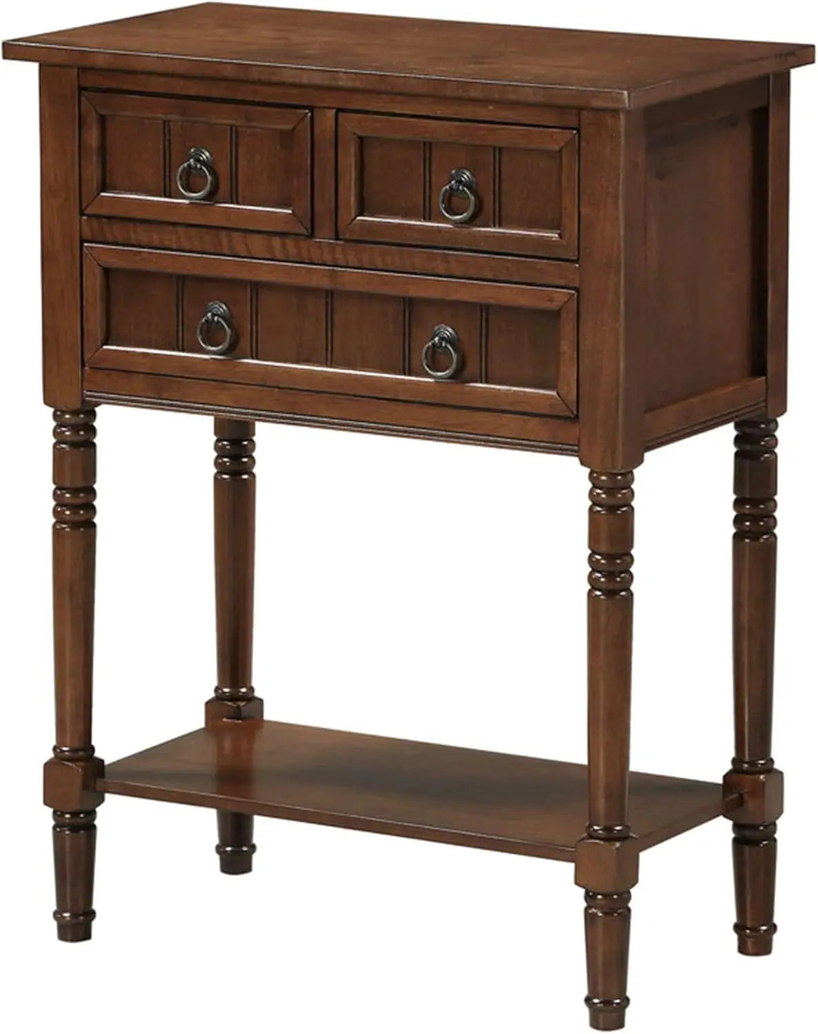 Kendra Entryway Hall Table 23.75" - 3 Storage Drawers, Traditional Console with Shelf for Decor, Office & Hallway Organizer, No