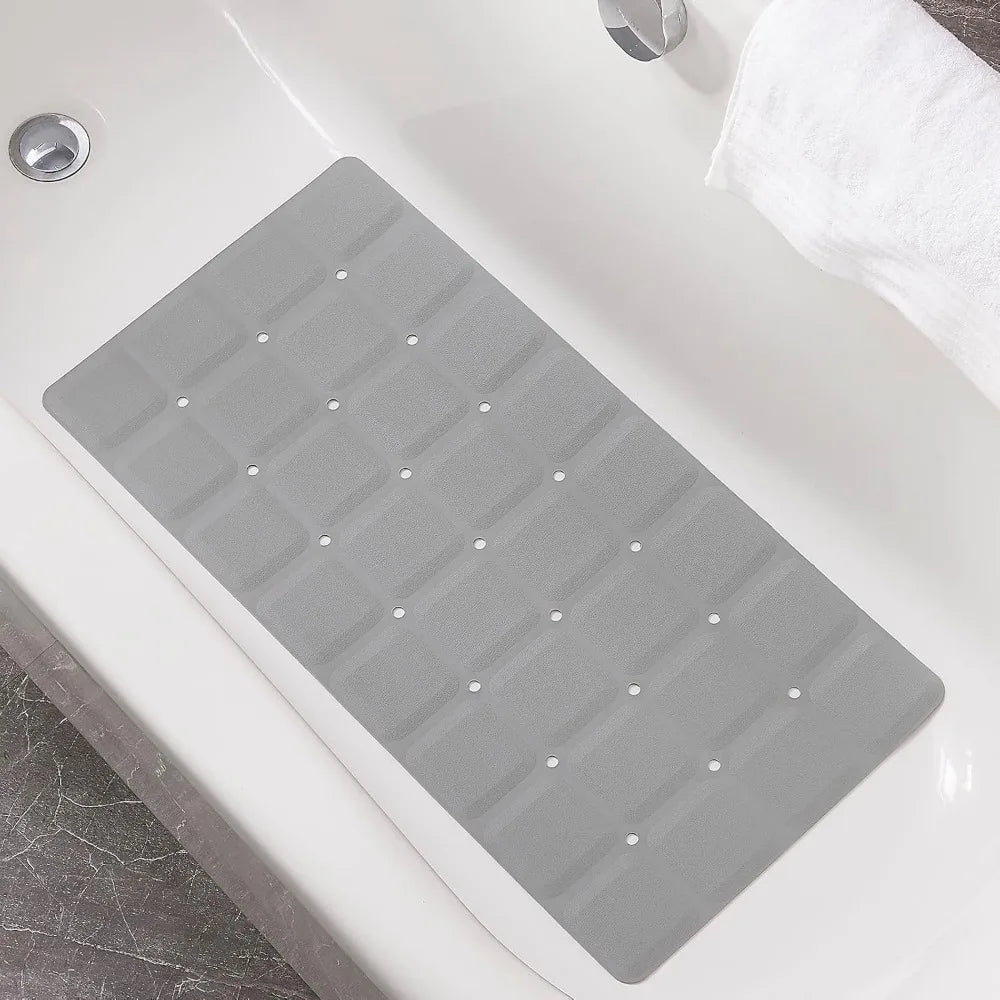 Foldable Non Slip Silicon Bath Mat Bathtub mat no Suction Cups Shower mats for Textured Tub and Reglazed Tub (Foldable -Grey