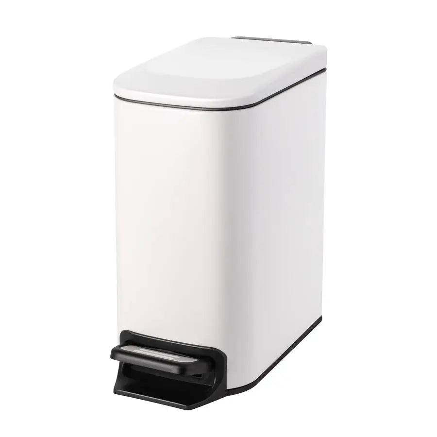 Small Bathroom Trash Can with Lid Soft Close, Step Pedal, 6 Liter 1.6 Gallon Stainless Steel Slim Garbage Can for Bedroom, Diape