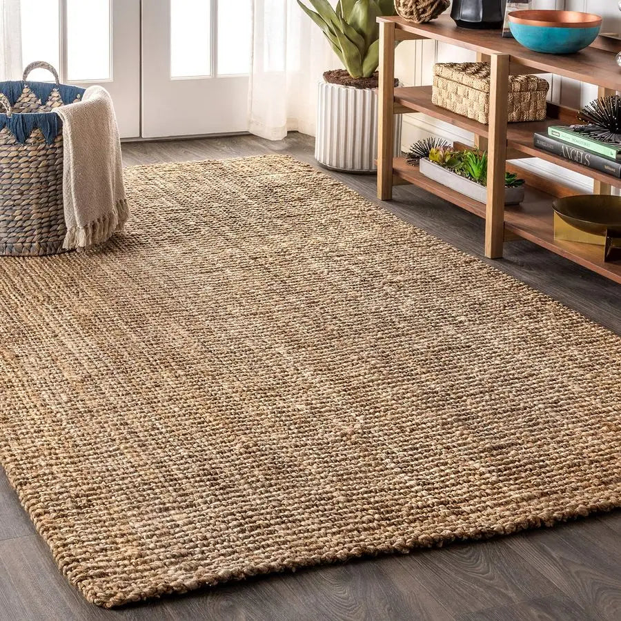 Pata Hand Woven Chunky Jute Natural Indoor Area Rug, 3x5, Bohemian, Rustic, Cottage, Easy Cleaning for Living Room, Bedroom, Kitchen