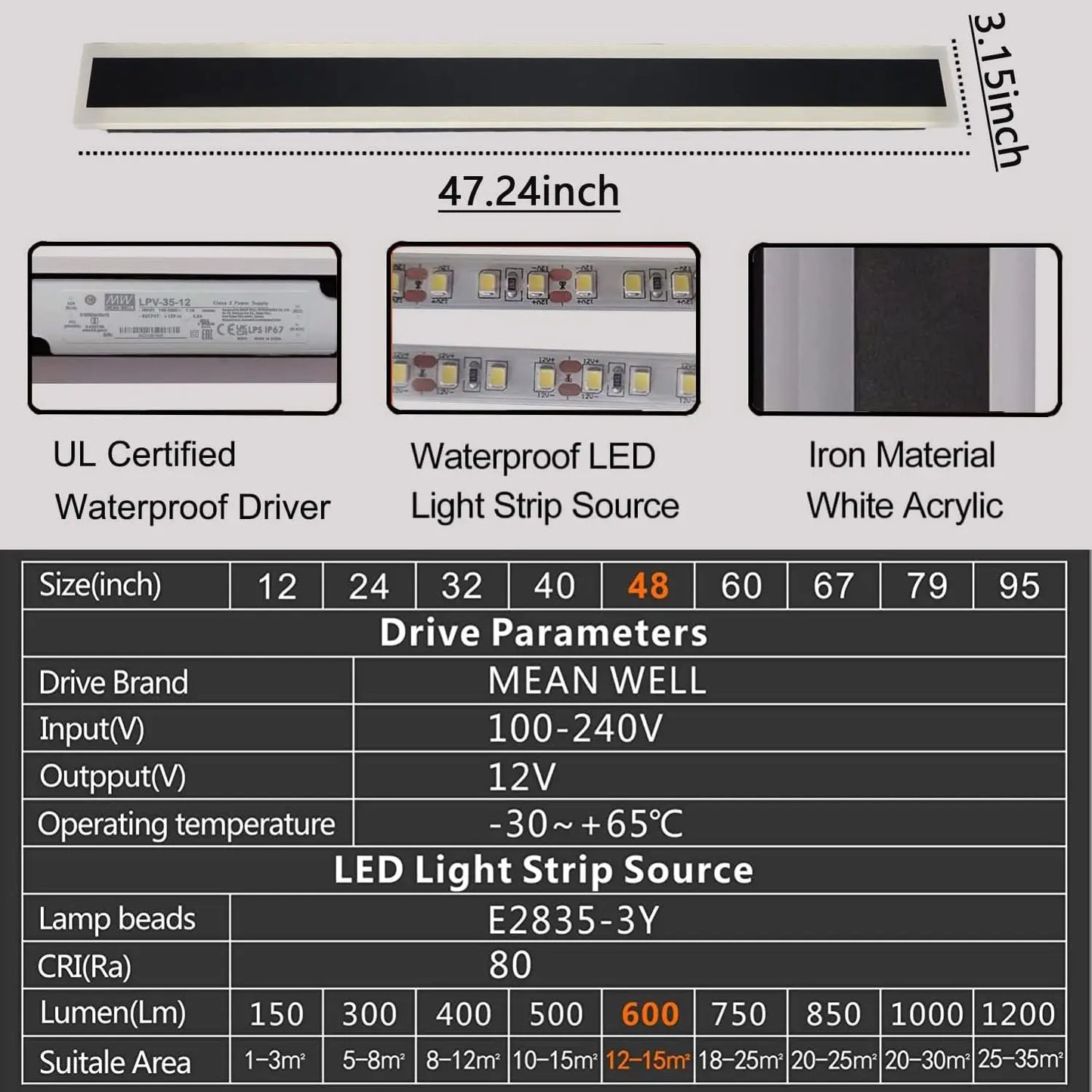 Long Wall Lamp Modern LED Waterproof IP65 Outdoor Wall Mount Lighting Fixture Garden Porch Sconce Lantern Sconces Luminaire