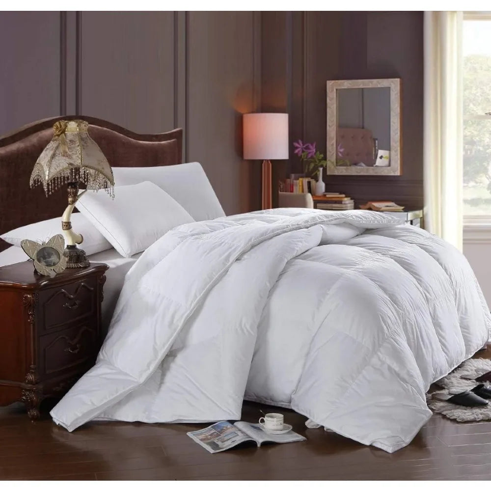 Down-Alternative Comforter 300 Thread Count King/Cal-King Size, Overfilled Duvet Insert, 100% Cotton Shell, Hypoallergenic Bedding