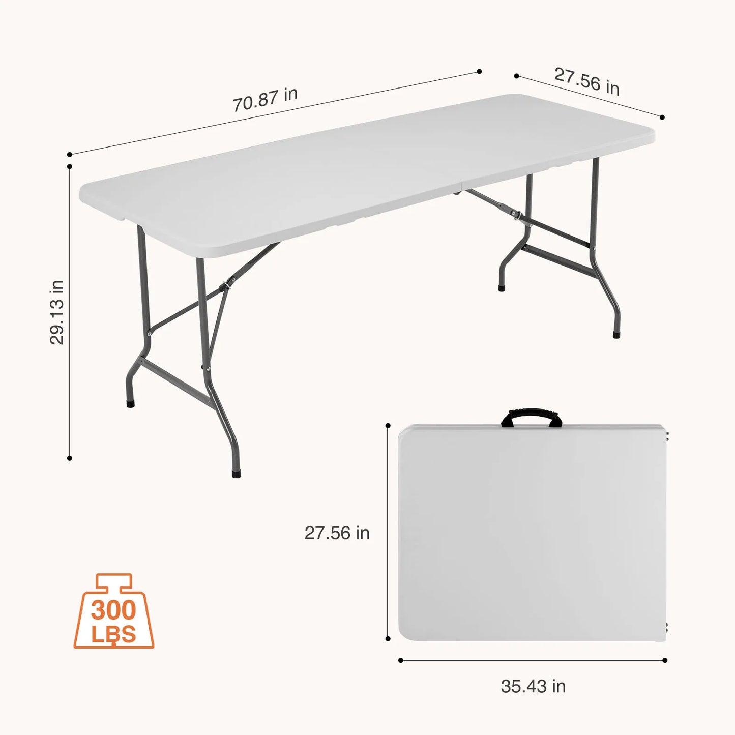 JHK Plastic Portable Folding Outdoor Indoor Table Heavy Duty Foldable Table with Carrying Handle Safety Lock For Camping Picnic