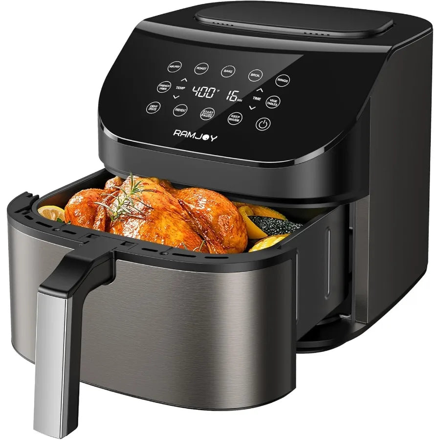6.8 Quarts 10in1 Air Fryer with Large Capacity for Family Meals Compact Design for Small Kitchens Nonstick and Dishwasher Safe