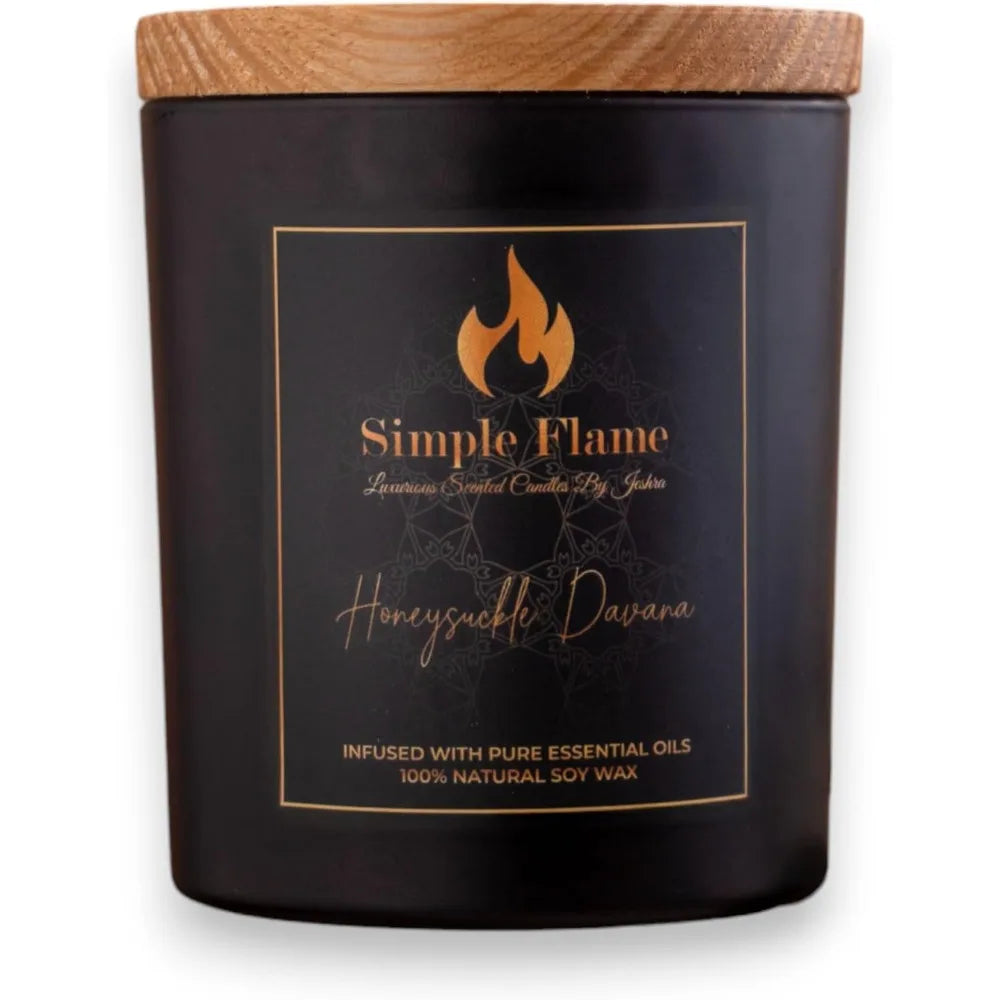 Honeysuckle Davana Luxurious Scented Jar Candle | 13 oz - 3.8-Inch Height | 100% Natural Soy Wax | Aromatherapy | 35-40 Hours