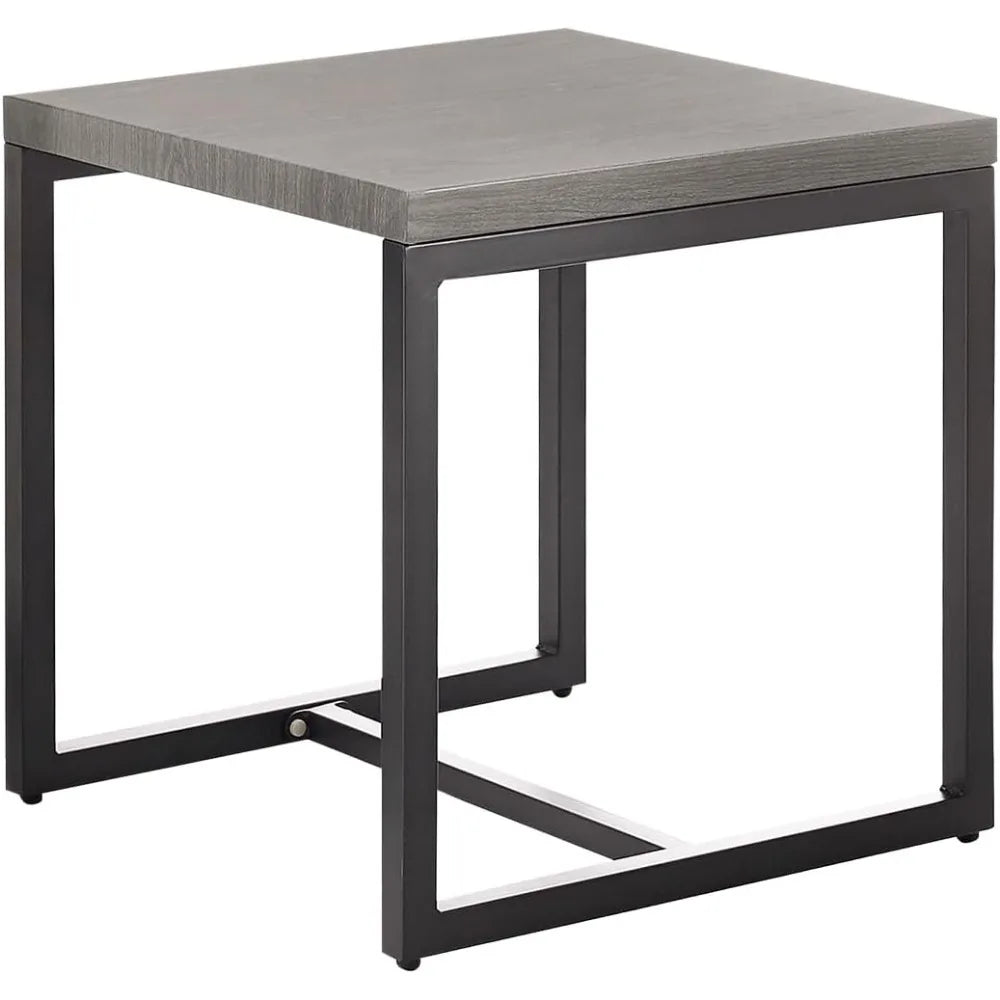 Rilyson Patio Tables Outdoor Coffee Table - Steel Side Tables End Table for Porch Deck Balcony Garden Square Grey Tabletop