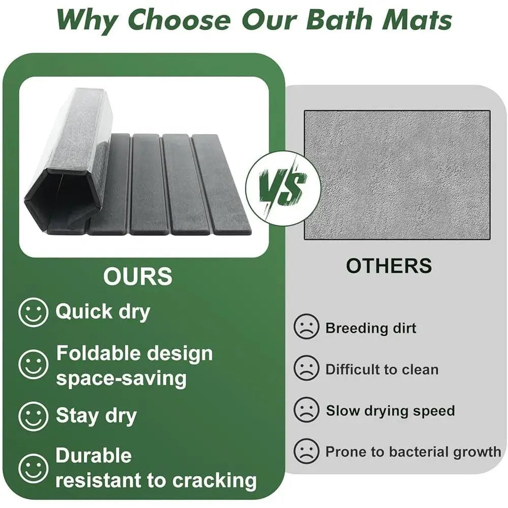 Stone Bath Mat Set Quick Dry Non-Slip Diatomite Foldable Absorbent Kitchen Bathroom Counter Pet Bowl Mat