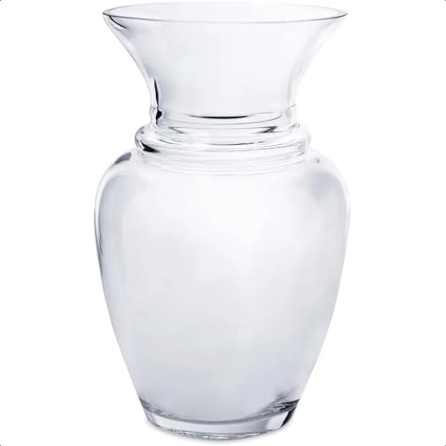 Glass Flower Vase Clear Modern Decorative Centerpiece Urn Wide Mouth Classic Everyday Rose Gathering Wedding Table Bouquet