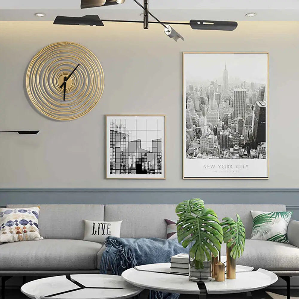 Round Large Fancy Metal Luxury Wall Spiral Clock For Home Living Room Bedroom