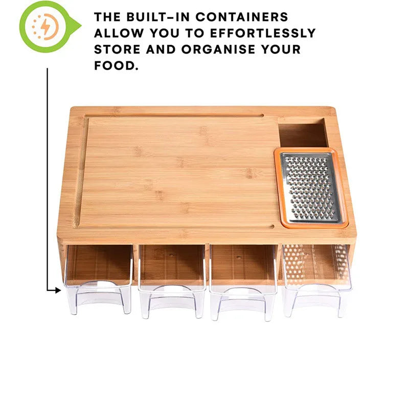 Solid Wood Kitchen Cutting Board Storage Box Drawer Type Cutting Board Rolling Panel Cutting Fruit Board Can Store