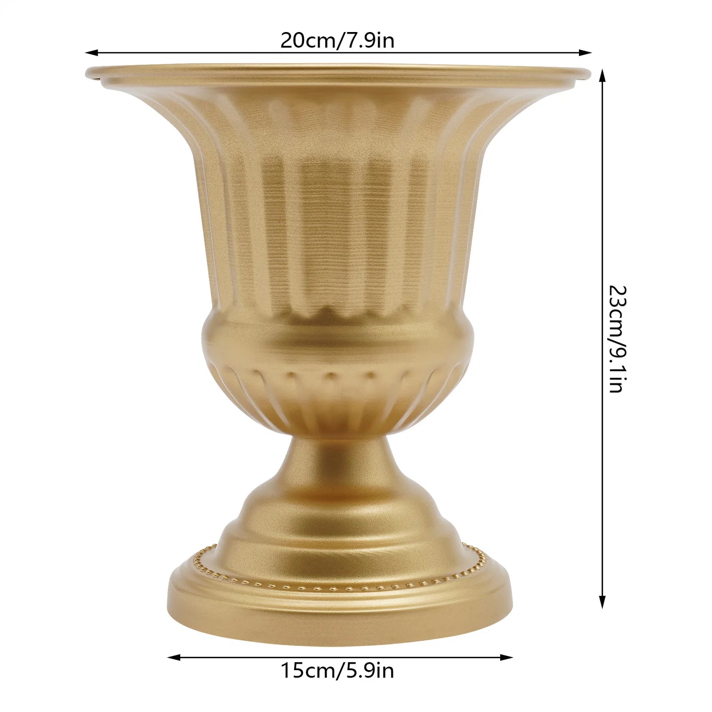 10Pcs 4.9"/6.69"/ 9.1" Bright Golden Flower Vases Metal Small Pedestal Trumpet Vase for Wedding Table Centerpieces Party Decor