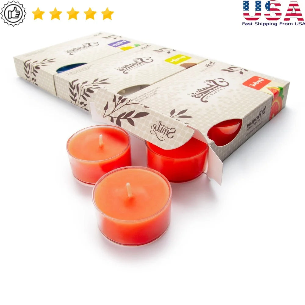 Fruit Berry Scented Tealight Candles 18 Pack Premium Natural Wax Long Lasting Aromatherapy Home Decor Party Lighting