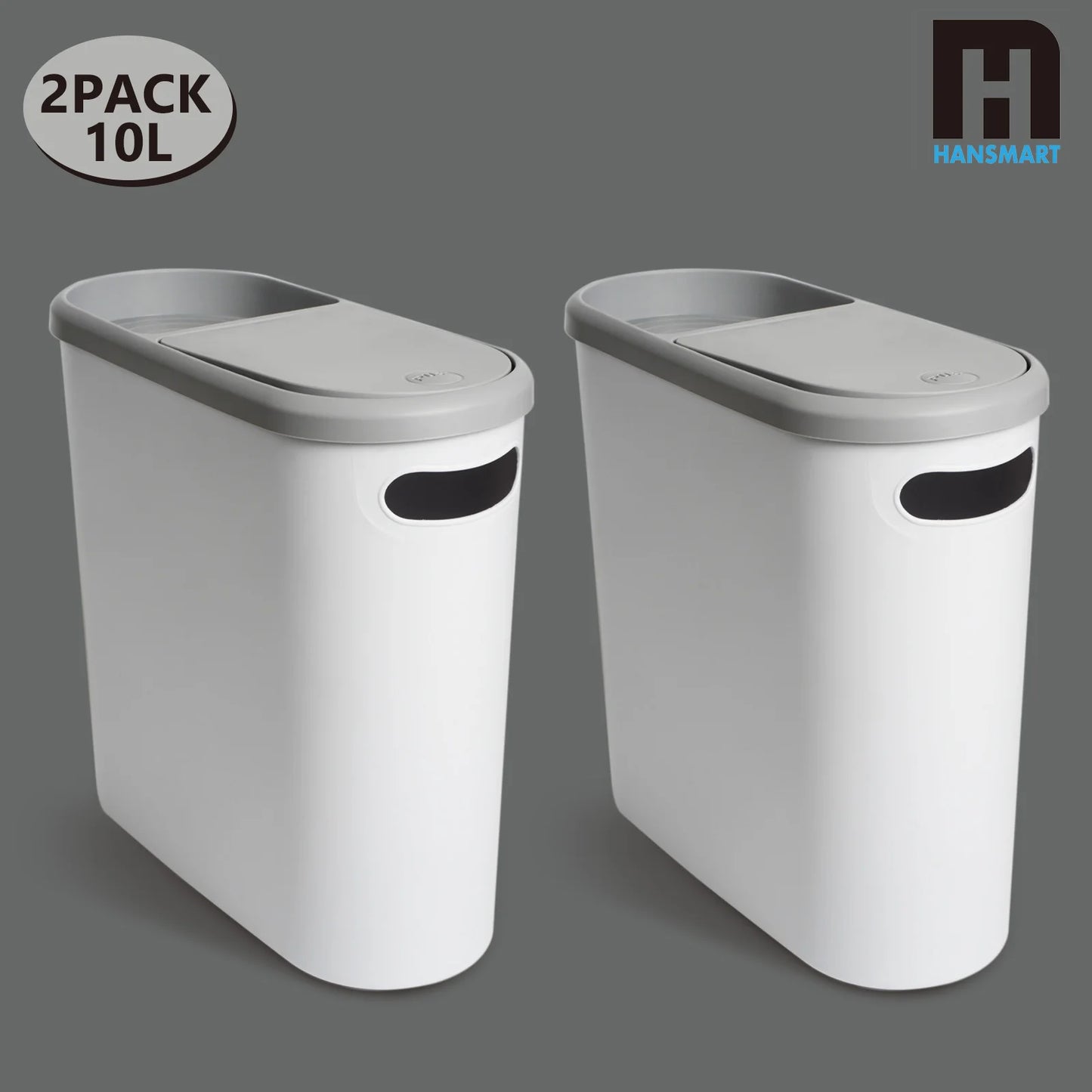 HANSMART Household Trash Bin With Lid Press-Top Space Saving Bathroom Garbage Bin Kitchen Waste Can Living Room Creative Gap