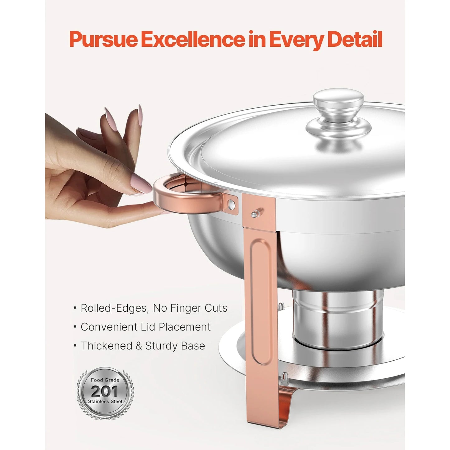 SucceBuy 5 Qt 4 Pack Chafing Dish Buffet Set Round Catering Warmer Server w/Lid Water Pan Folding Stand Clip