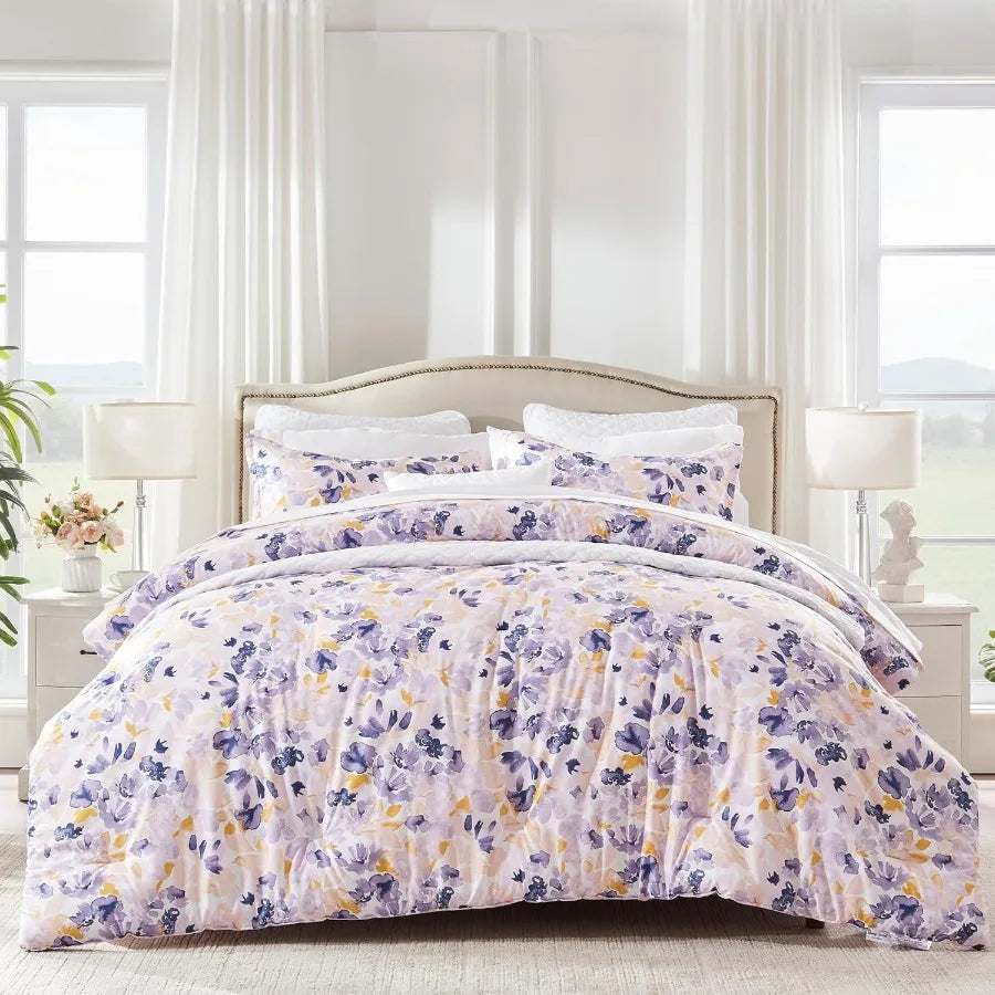 King Size Comforter Set Bed in a Bag - All Season Bedding 7 Pieces with 1 Comforter 1 Fitted Sheet 1 Flat Sheet 2 Pillow Sham 2 pillow cases