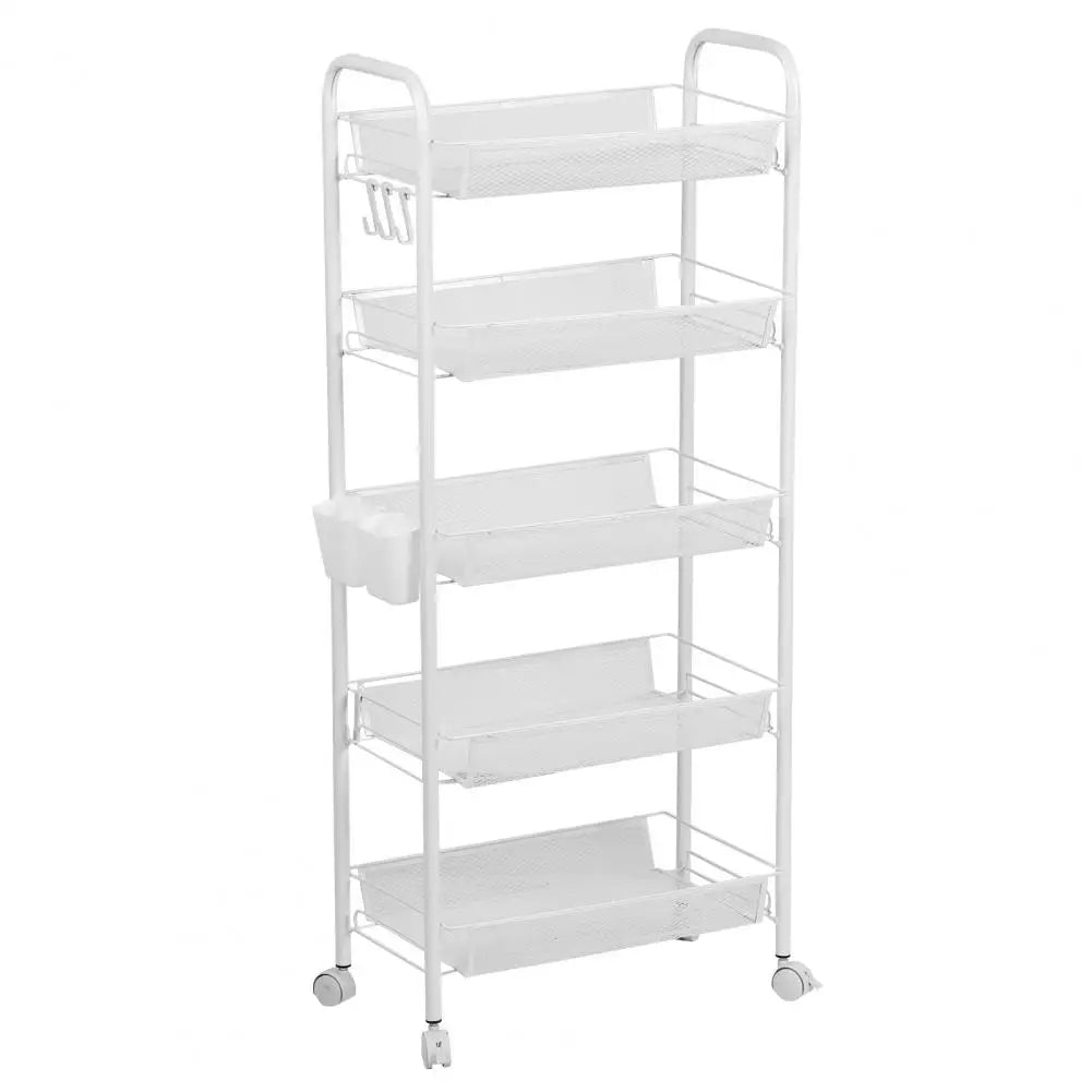 Fruit Vegetable Storage Basket, 5 Tier Stackable Metal Mesh Storage Basket with 360 Degree Wheels, Fruit Vegetable Produce Basket