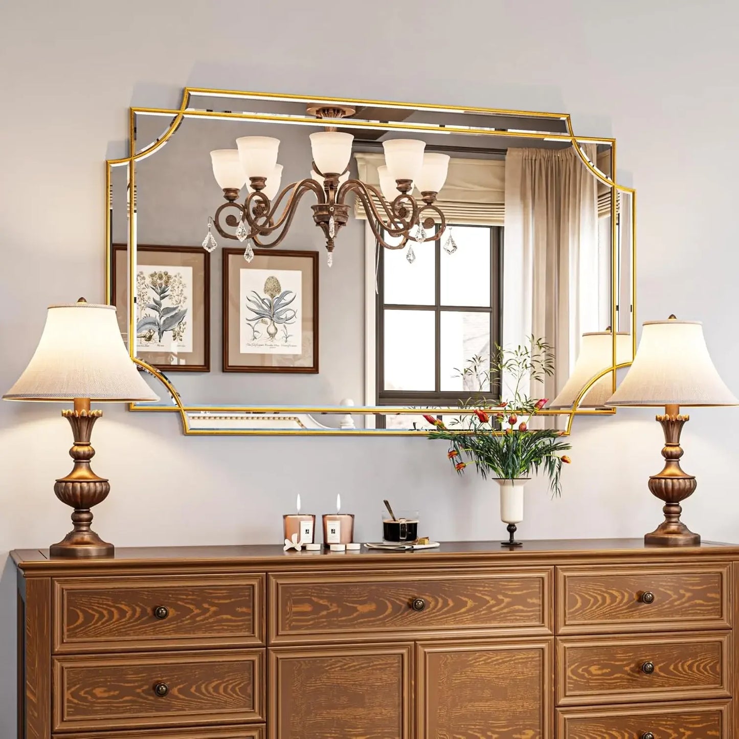 BestsellerBestseller30"x48" Large Gold Mirror for Wall Decor, Modern Decorative Rectangle Wall Vanity Bevelled Full Length