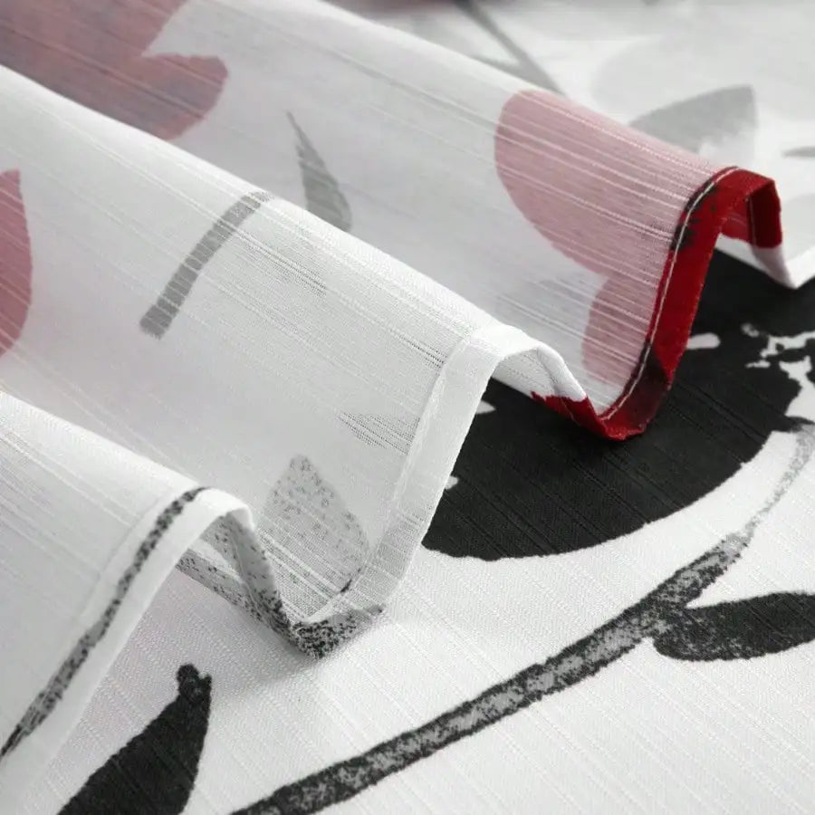 Black, red and gray floral shower curtain, 72" X 72" with durable polyester construction for long-lasting durability.