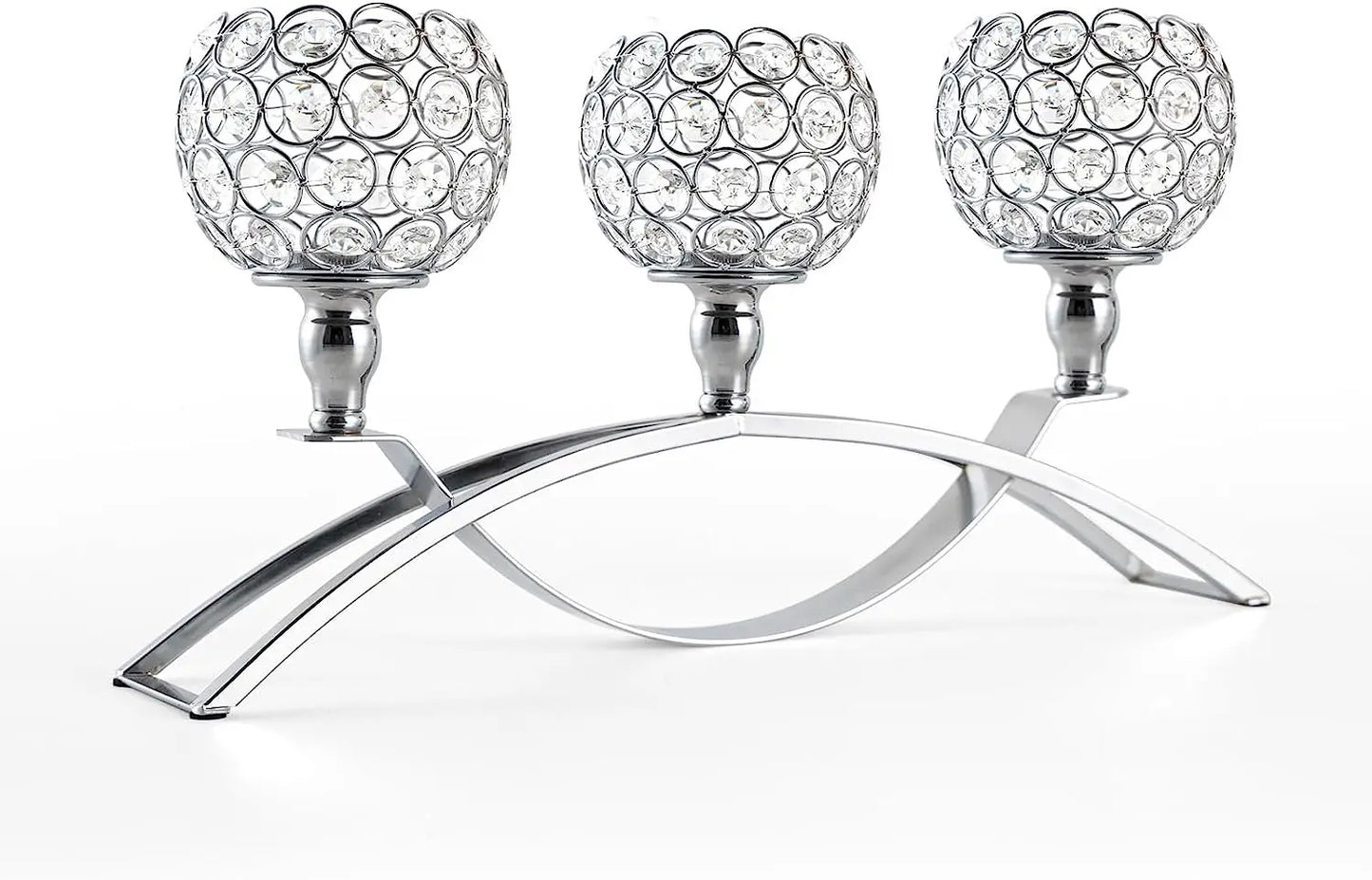 Crystal Candle Holders for Home Decoration, Table Candelabra, Centerpieces for Living Room, Wedding Party, Christmas, 3 Arms (Gold & Silver)