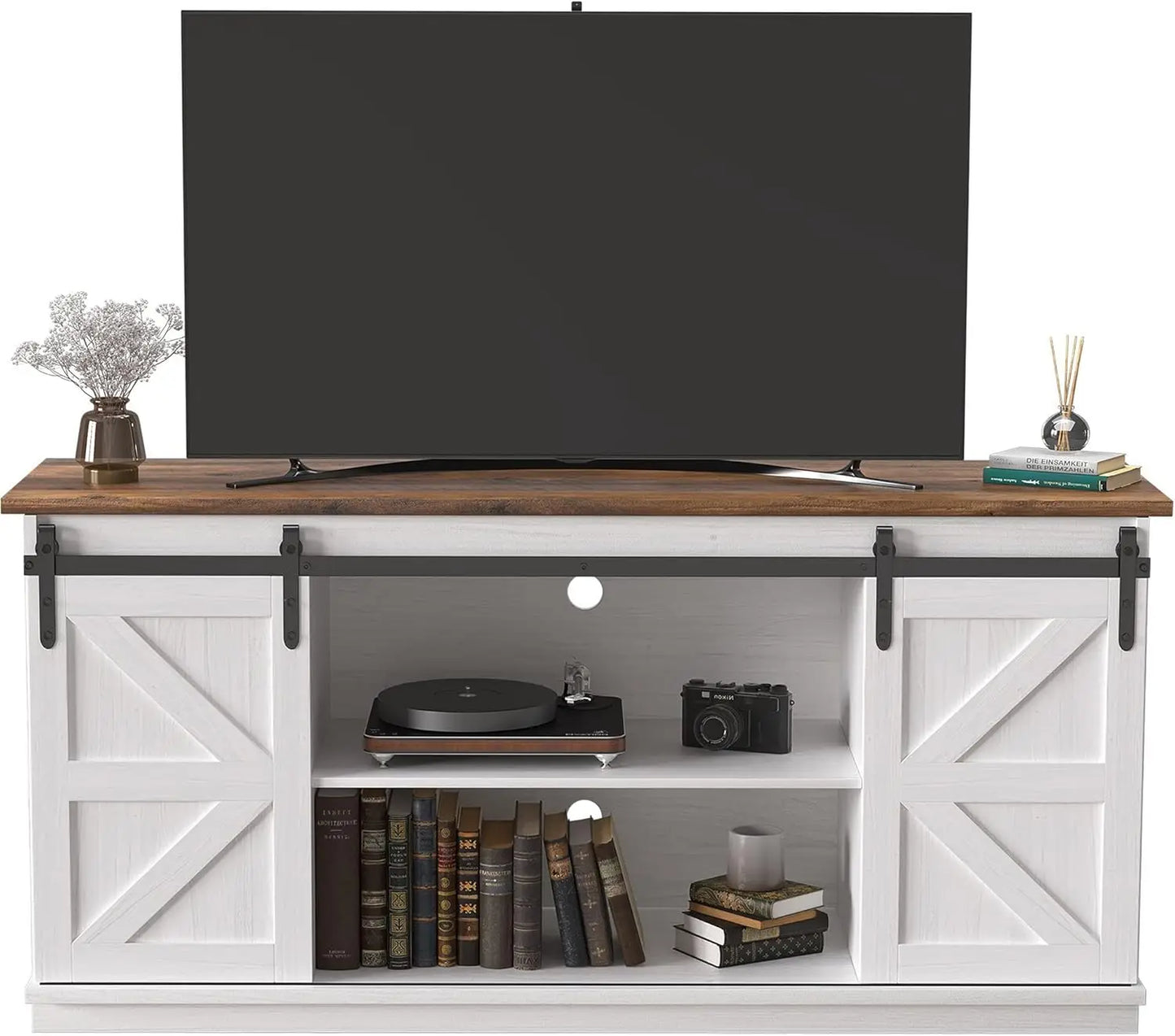 TV Stand for 65 Inch TV, Mid Century Modern Media TV Console Table for Living Room Bedroom (Bright White)