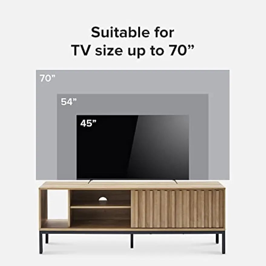 Norwin TV Stand, Rustic Modern Industrial Television Stand for 60/65/70 inch TV, Fluted Entertainment Center with Storage (64")