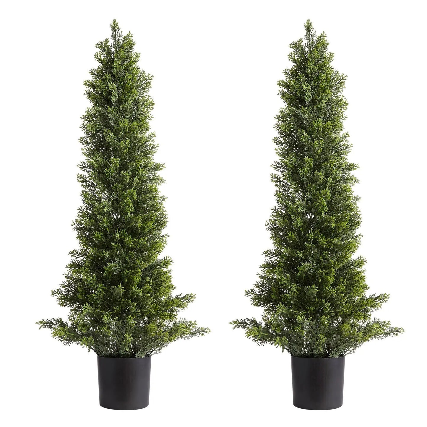 2 Set Artificial Cedar Topiary Tree Evergreen Fake Pine Cypress Trees Plant Artificial Greenery Set for Home Decor Outdoor