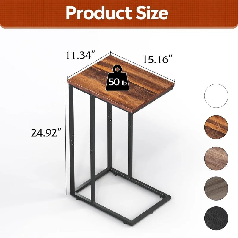 GALAXHERO Black C Table End Table 2-Tier Side Table with Storage Shelf for Bedroom Home Office Dorm Living Room Couch Furniture (Multiple colors)