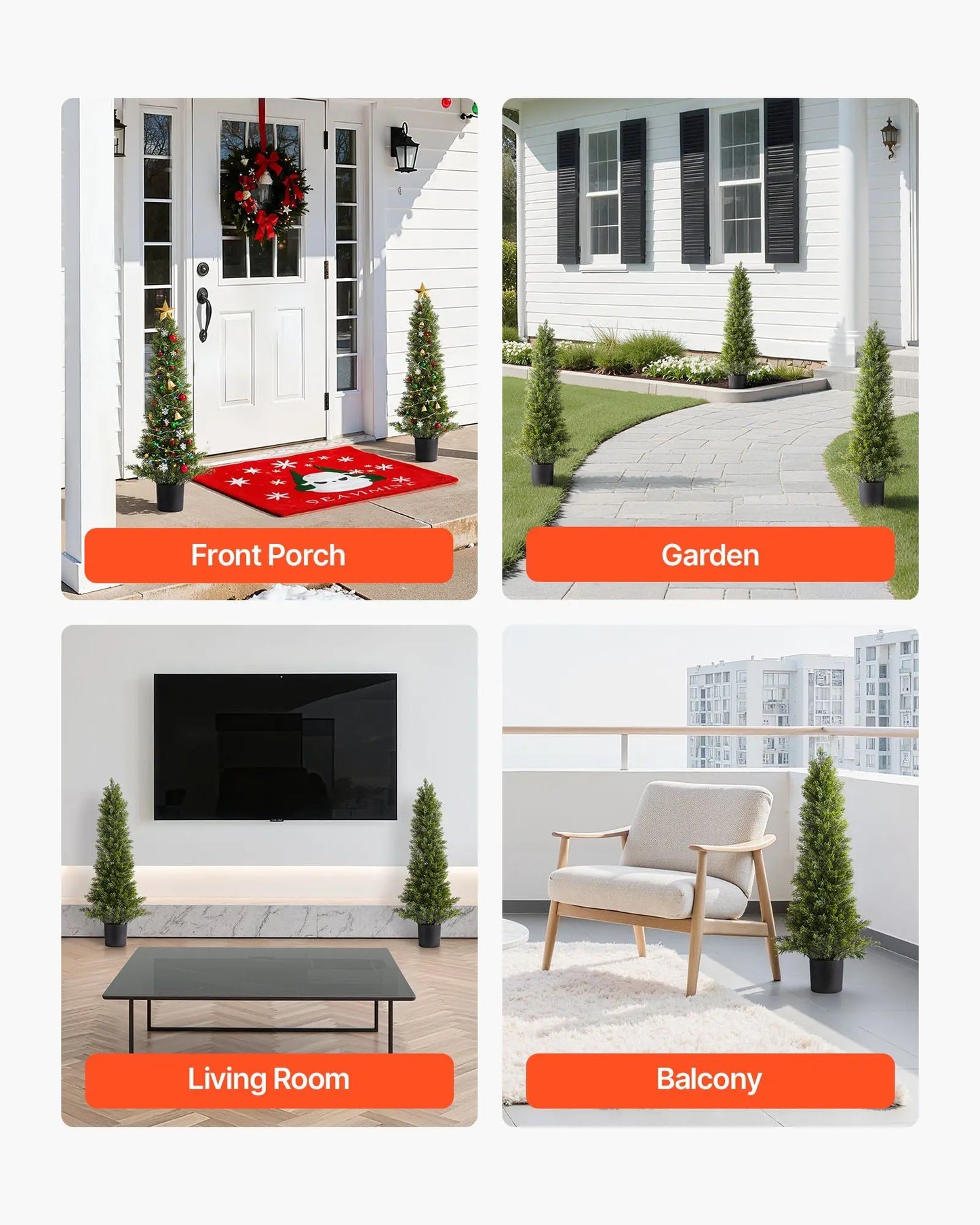 2 Set Artificial Cedar Topiary Tree Evergreen Fake Pine Cypress Trees Plant Artificial Greenery Set for Home Decor Outdoor