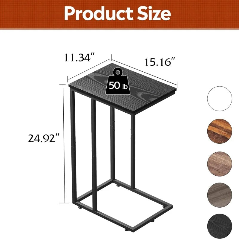 GALAXHERO Black C Table End Table 2-Tier Side Table with Storage Shelf for Bedroom Home Office Dorm Living Room Couch Furniture (Multiple colors)