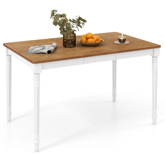 Extendable Dining Table Folding Kitchen Table for 4-8 People w/ Rubber Wood Legs