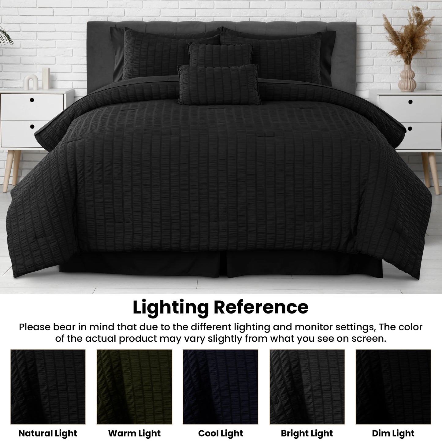 Lux Décor 10-Piece Comforter Set – Seersucker Lightweight Bedding with Sheets, All-in-One Bed-in-a-Bag for Year-Round Comfort