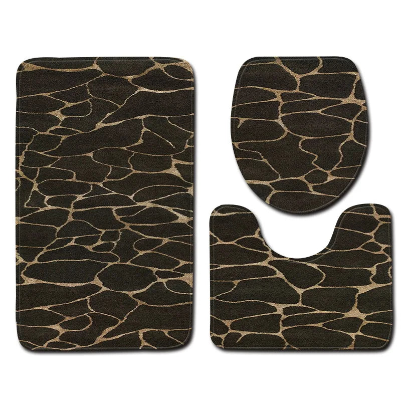 Marble Floor Mat for Bathroom Decor, Door Mat, Waterproof Carpet, Toilet Seat Cover, 3 Piece Set