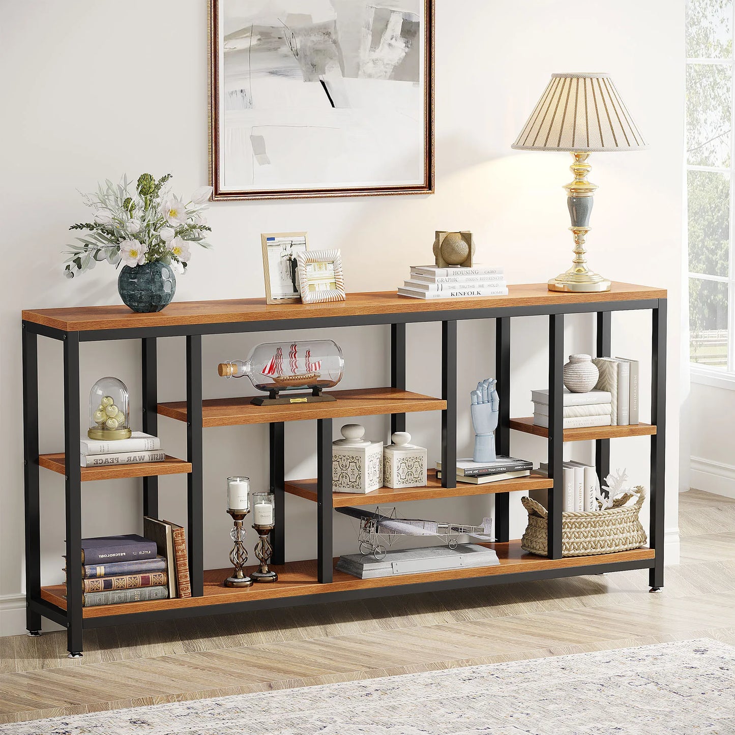 Console Sofa Table, 70.9 inch Long Table Behind Couch,3-Tier Industrial Narrow Entryway Hallway Accent Table for Living Room (Multiple colors)