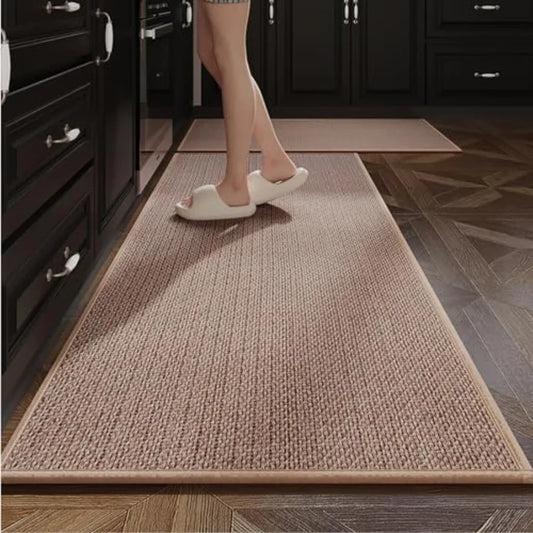 Kitchen Rugs Set of 2 PCS Long Kitchen Mats for Floor Kitchen Rug NonSlip Washable Jute Kitchen Rug Gray Runner Rugs Hallway