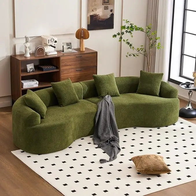 110.2" Curved Sectional Sofa,Luxury Wood Grain Chenille Fabric, Oversized Sectional Sofa,Compression Curved Couch for living room  (Multiple colors)