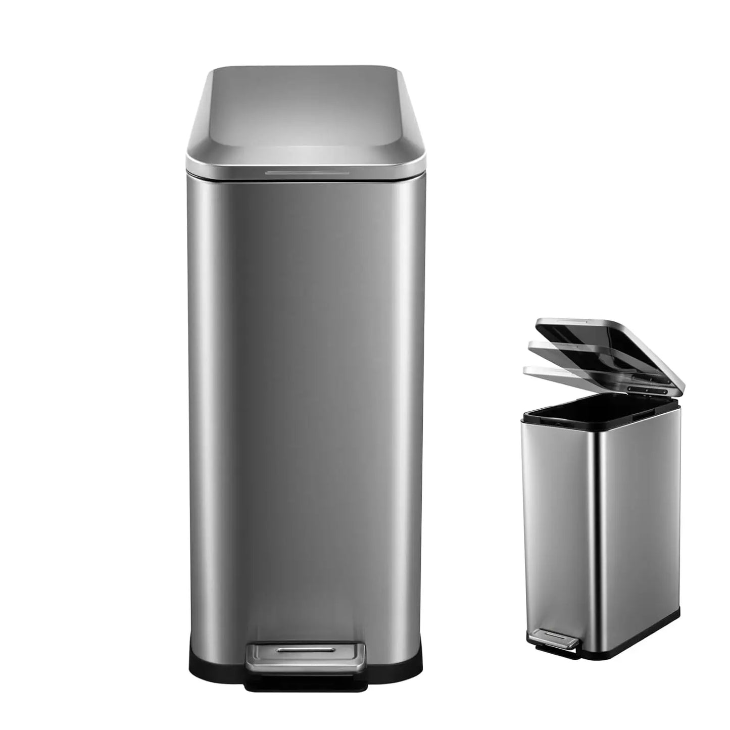 13 Gallon Trash Can, 50L Stainless Steel Kitchen Step Garbage Can, Soft Closure, Fingerprint Proof, for Kitchen, Living Room