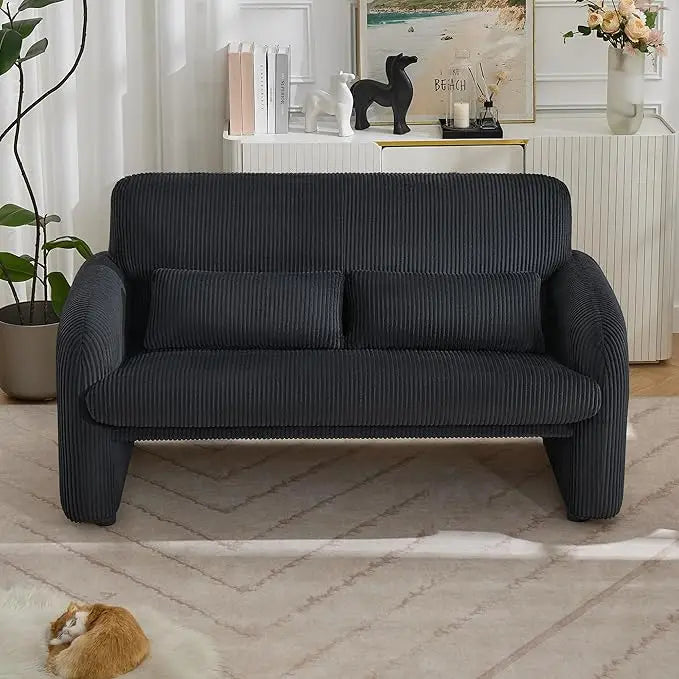 56'' Corduroy Loveseat Sofa, 2 Seater Love Seat Couch for Small Space, Comfy Upholstered Modern Leisure Loveseat Couches