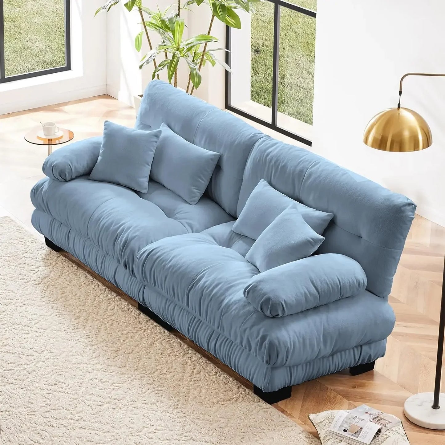 Loveseat Sofa, Seater Modular Sectional Sofa, Large Sectional Couches for Living Room, Fluffy Couch Set,Love Seat, Velvet Cloud