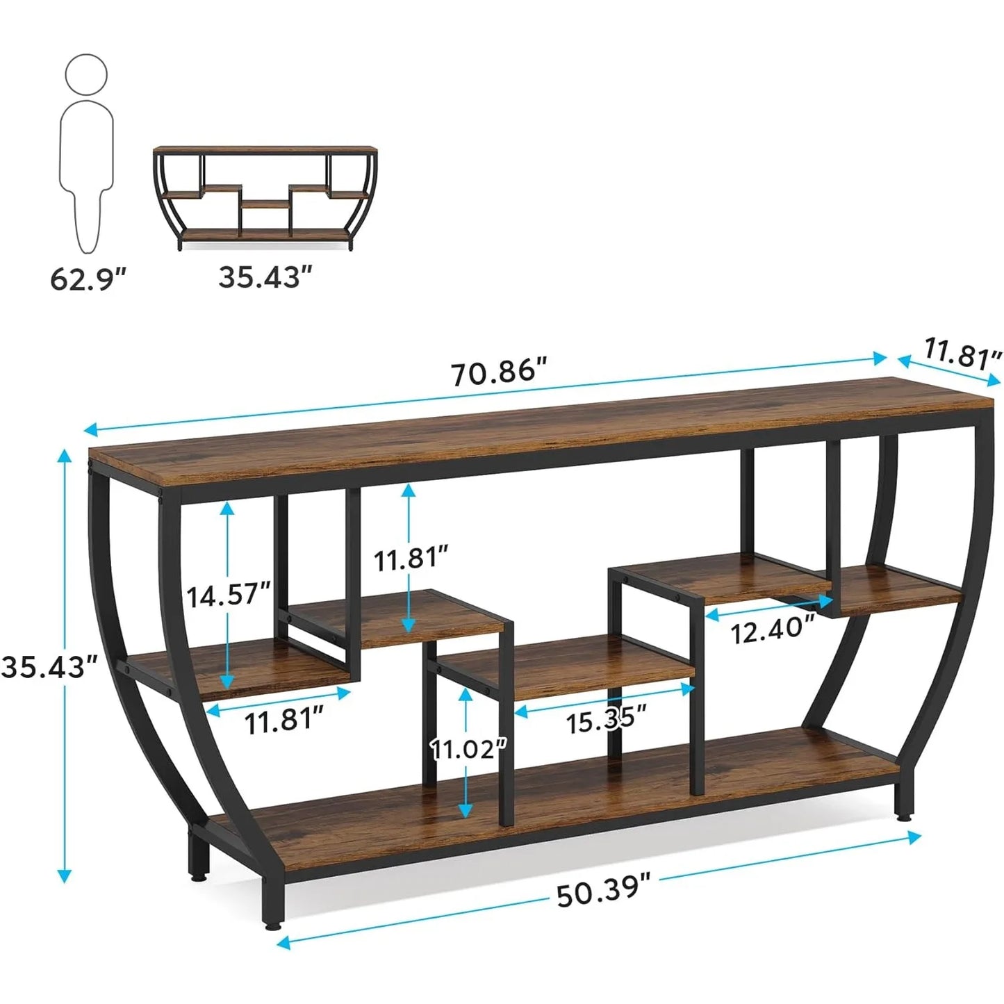 Sofa Table with Shelves,Console Table with Storage,Entryway Table TV Stand, Behind Couch Table Accent Tables for Living Room