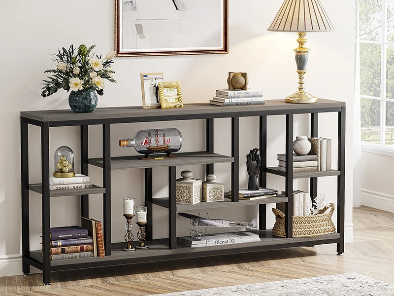 Console Sofa Table, 70.9 inch Long Table Behind Couch,3-Tier Industrial Narrow Entryway Hallway Accent Table for Living Room (Multiple colors)