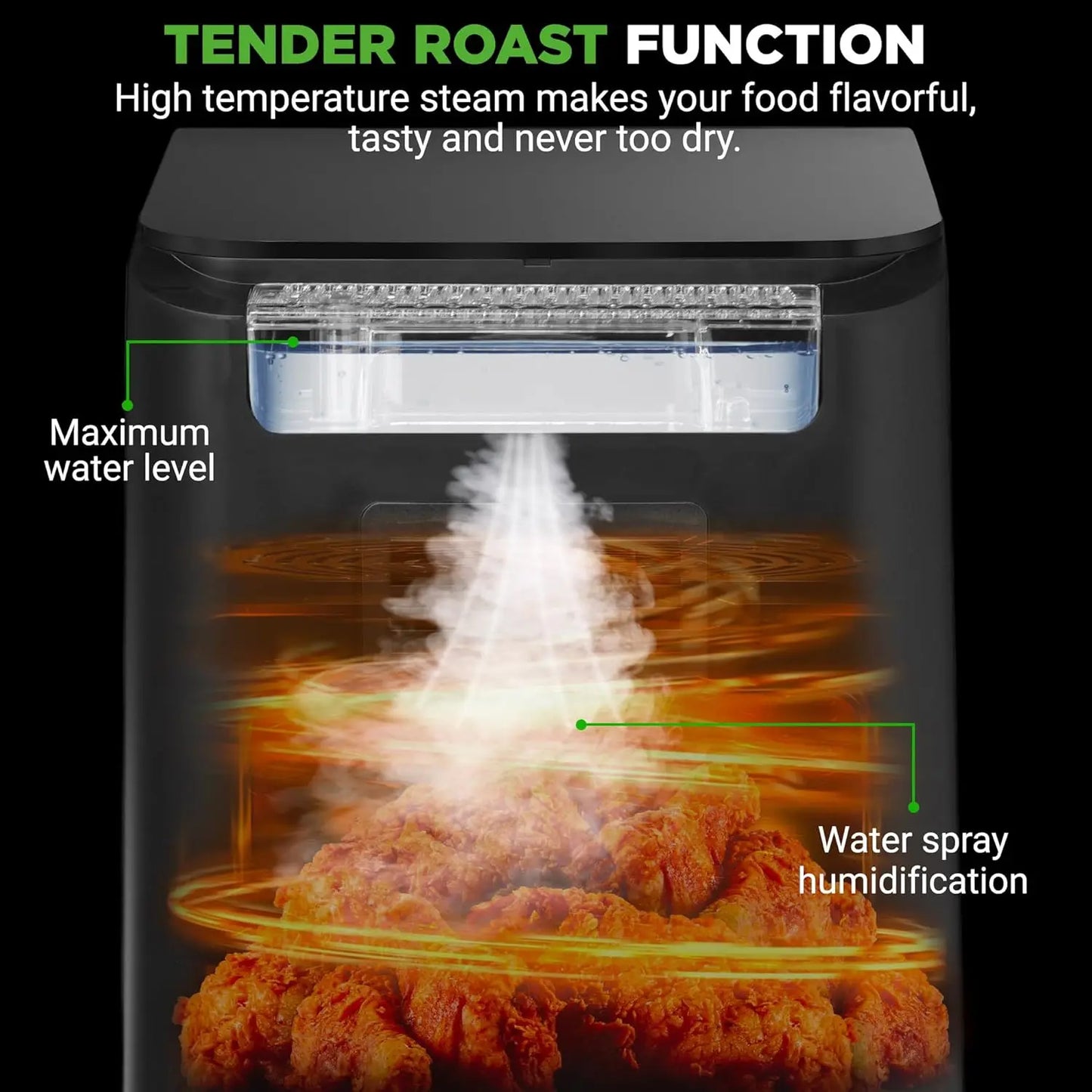 6.3 QT Electric Air Fryer | 12-1 Preset Cooking Functions | Includes New Tenderizing Function | Digital Display |Transparent Window