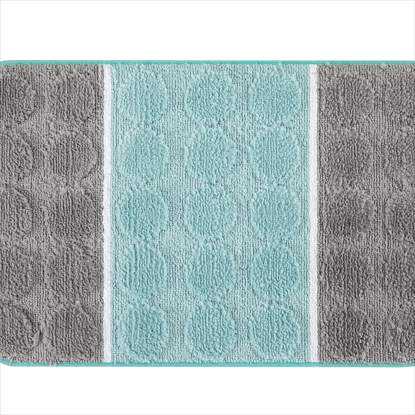 15-piece blue track print shower curtain set，1 shower curtain ，2 rugs, 12 roller hooks