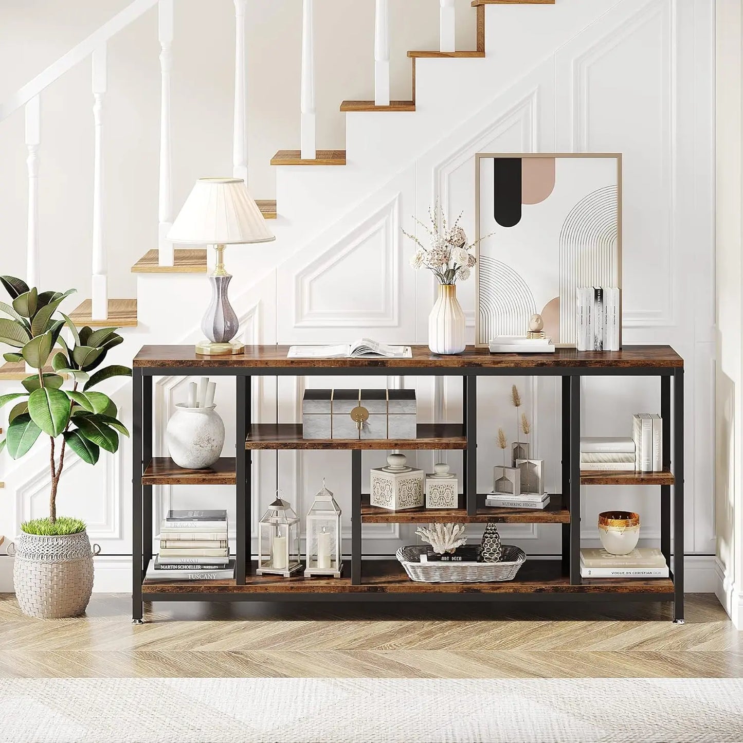 Console Sofa Table, 70.9 inch Long Table Behind Couch,3-Tier Industrial Narrow Entryway Hallway Accent Table for Living Room (Multiple colors)