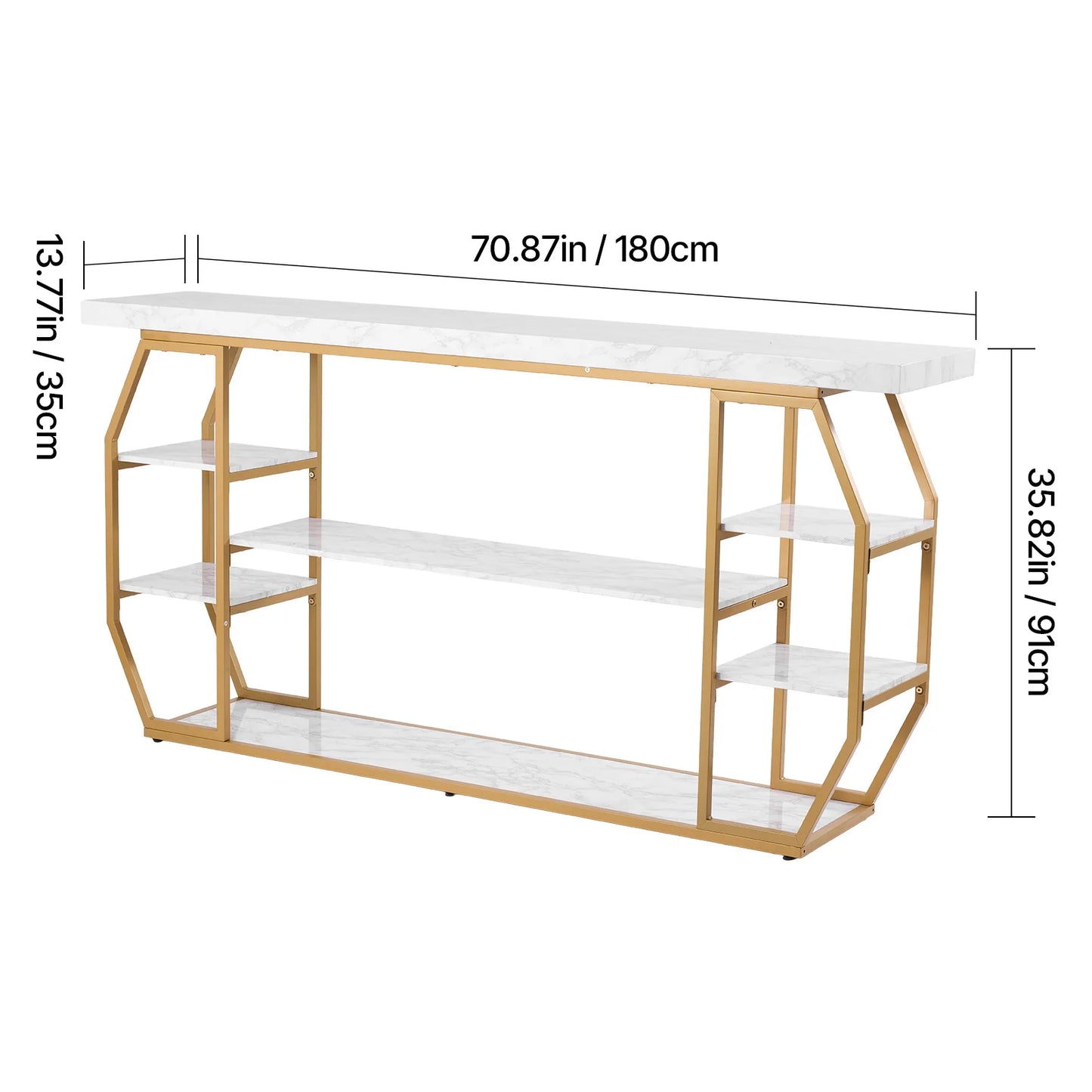 SucceBuy Glass Console Table Modern Rectangle Sofa Side Table with Tempered Glass Top and Iron Legs Consloe Desk for Living Room